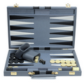 Grey and Black Stripe Backgammon Set in Leatherette - Large